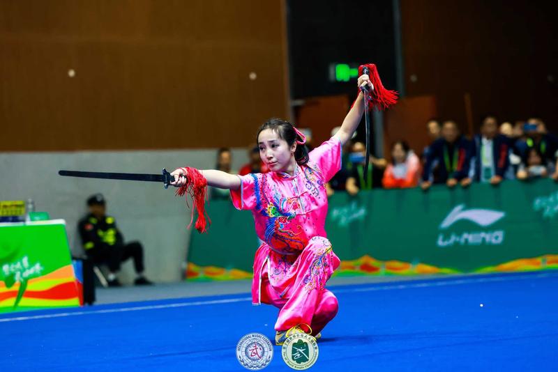 Straight sword on the competition carpet